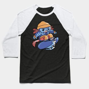 Axolotl Snowboarder Baseball T-Shirt